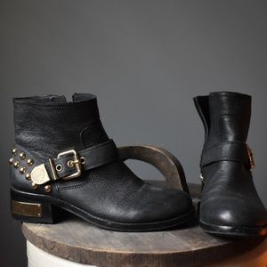 Black studded ankle boots